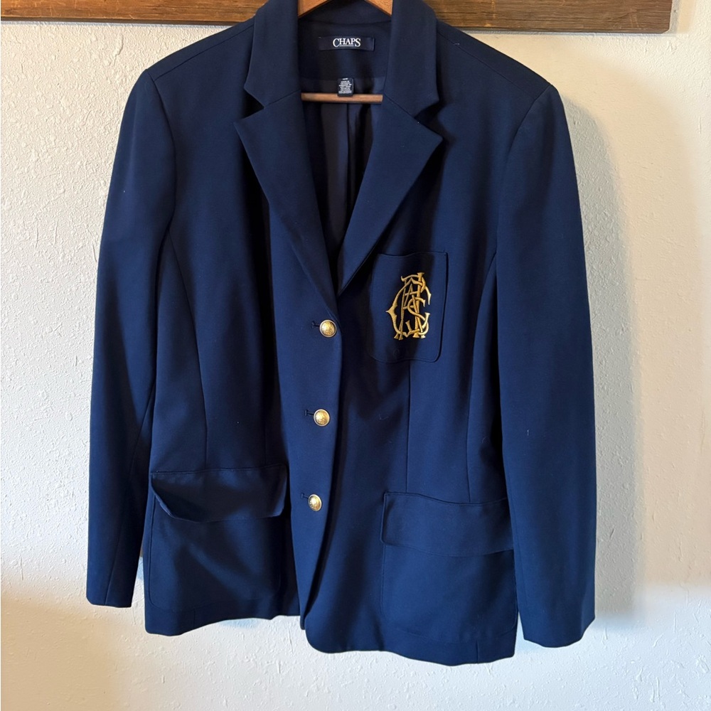 Chaps Midnight Blue Blazer with Gold Accents